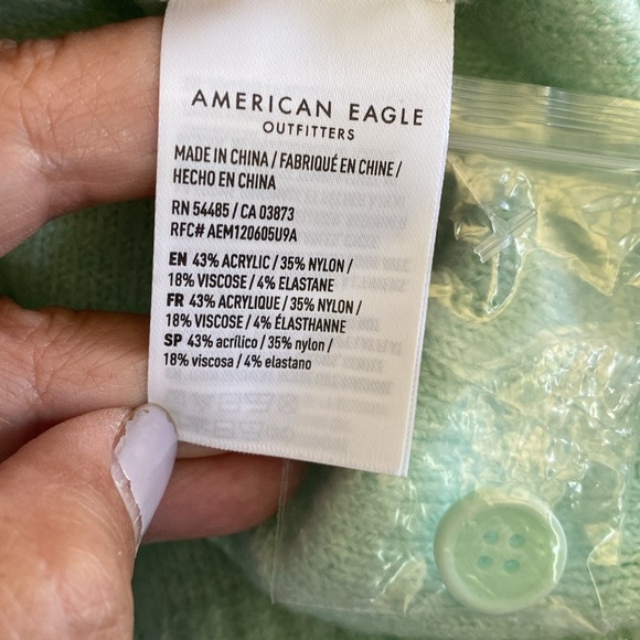 American Eagle Outfitter Mint Green Cardigan Sz S China Long Sleeve Knit Fabric - Picture 8 of 11